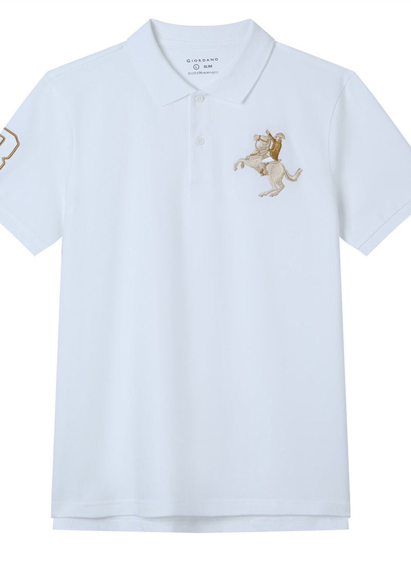 GIORDANO Men’s Slim Fit Napoleon Embroidery Lycra Pique Polo - Image 3